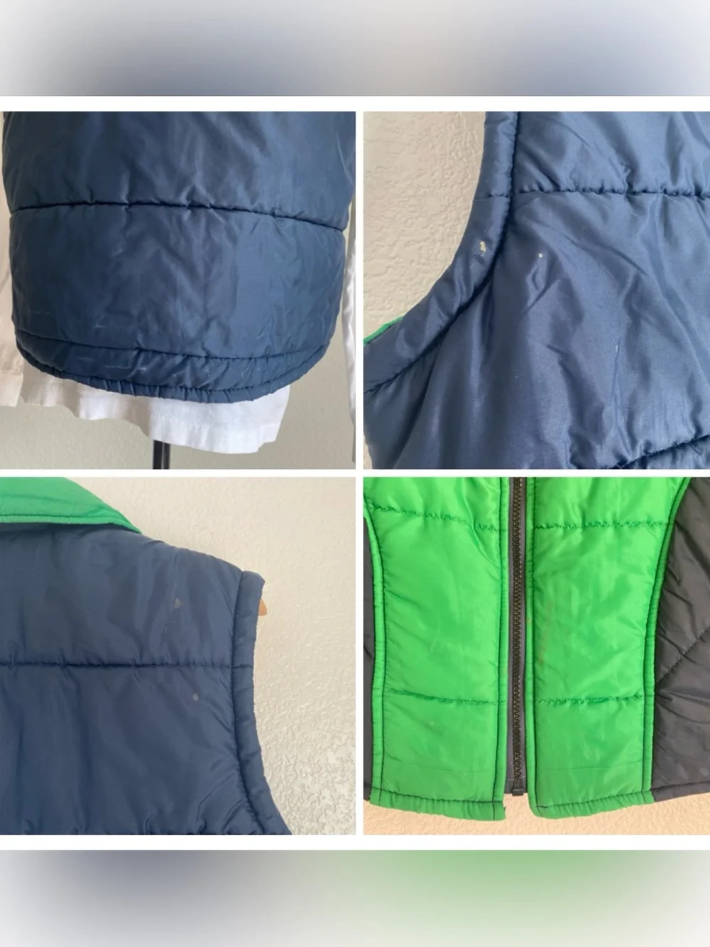 Vintage Sears Outerwear blue yellow navy colorblocking puffer vest, L